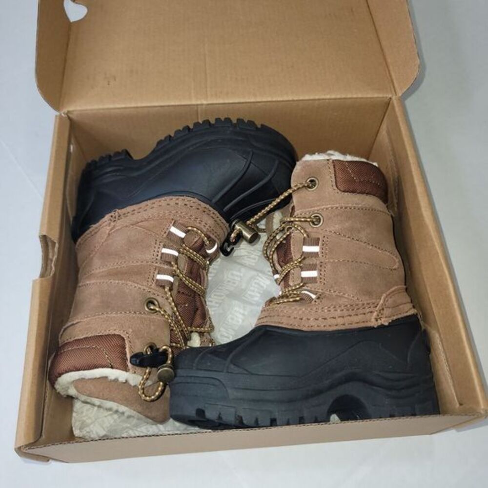 Khombu Sherpa Snow Boots Kids 7M Brown Waterproof Faux Fur JYT-5101 Winterwear‎